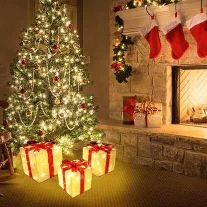 Polar&Pine LED Lighted Christmas Gift Boxes (Set of 3)