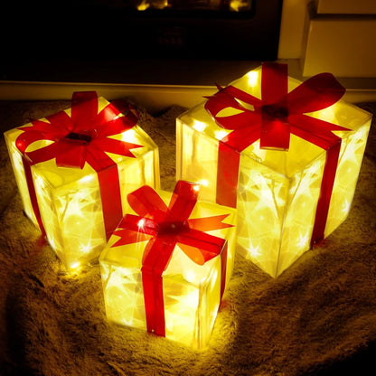 Polar&Pine LED Lighted Christmas Gift Boxes (Set of 3)