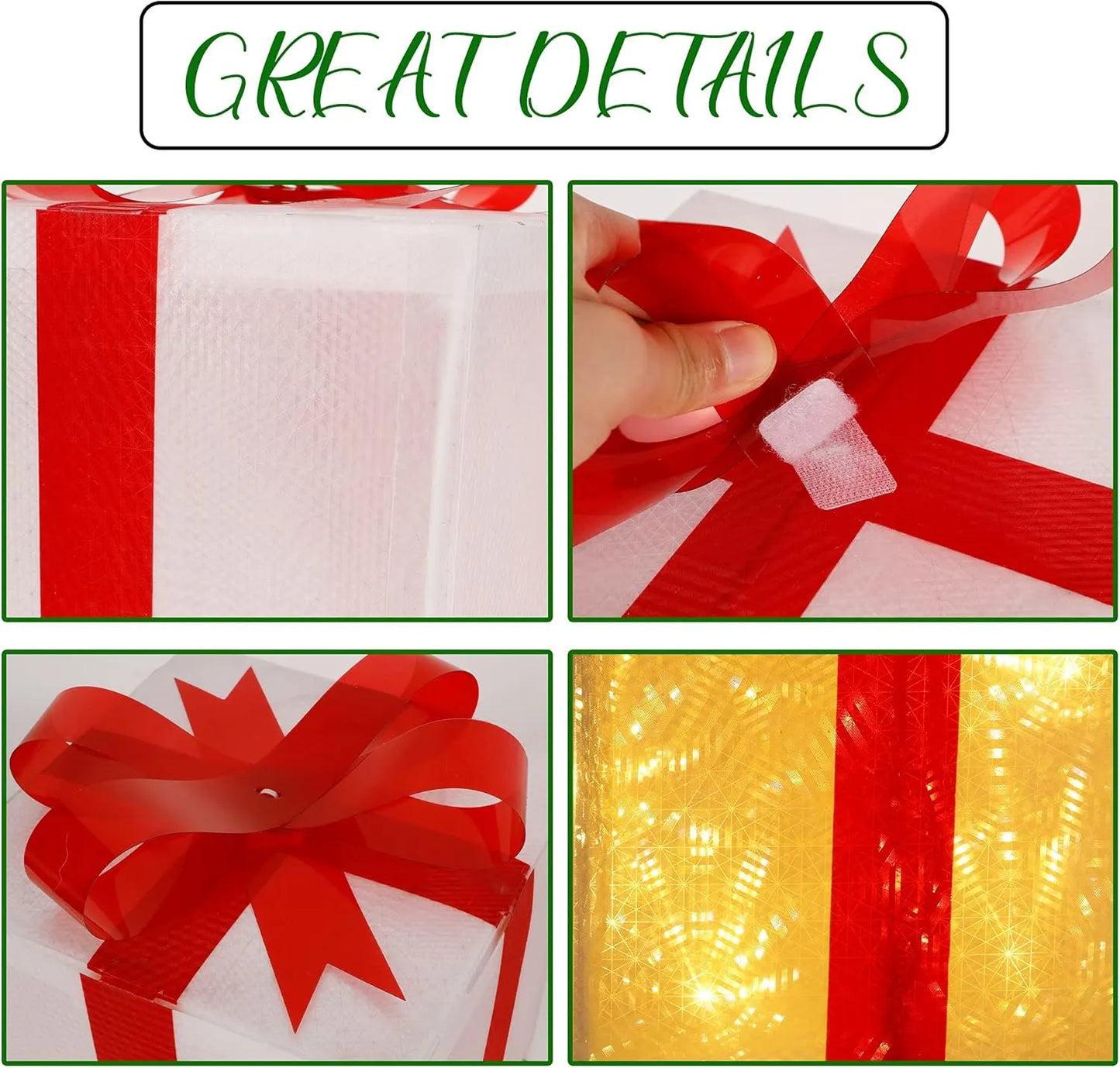 Polar&Pine LED Lighted Christmas Gift Boxes (Set of 3)