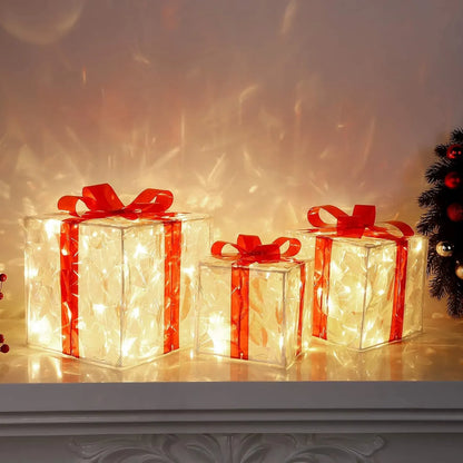 Polar&Pine LED Lighted Christmas Gift Boxes (Set of 3)