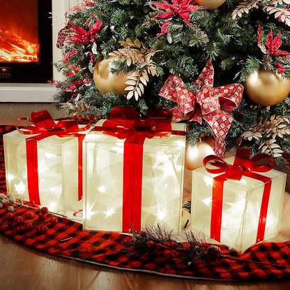 Polar&Pine LED Lighted Christmas Gift Boxes (Set of 3)