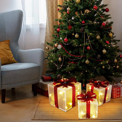 Polar&Pine LED Lighted Christmas Gift Boxes (Set of 3)