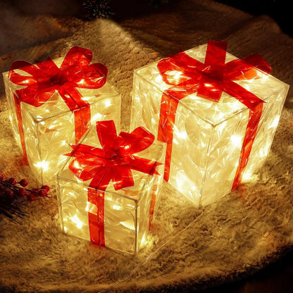 Polar&Pine LED Lighted Christmas Gift Boxes (Set of 3)