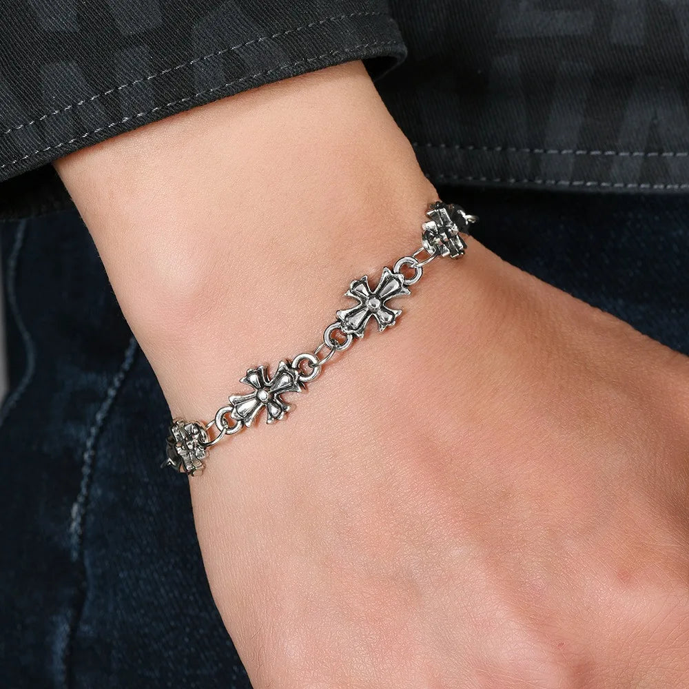 Gothic Cross Bracelet – Vintage Floral