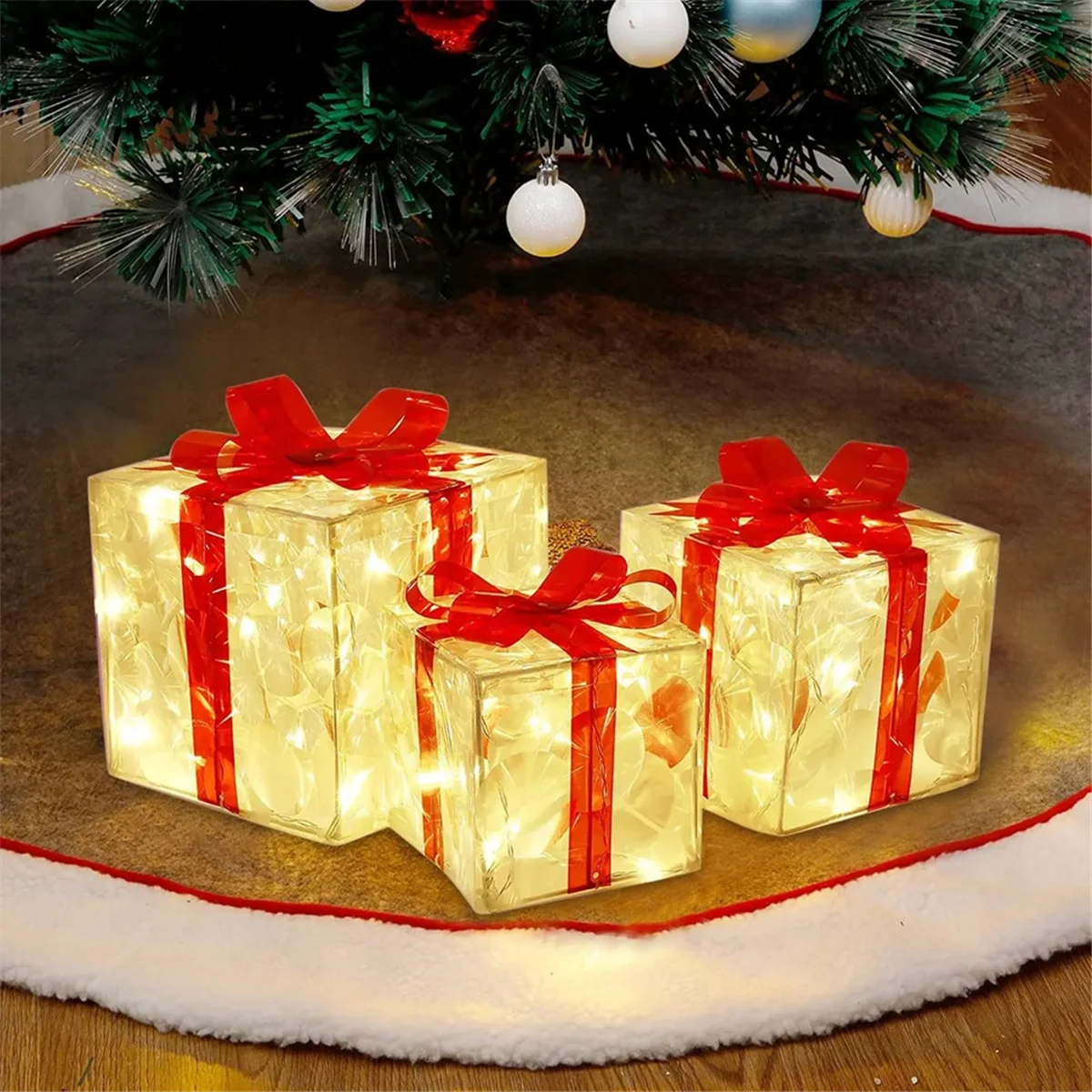 Polar&Pine LED Lighted Christmas Gift Boxes (Set of 3)