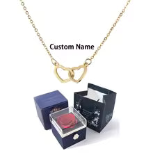 Eternal Rose Box With Engraved Necklace