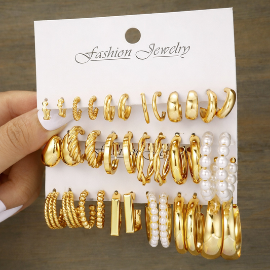 Vintage Geometric Bohemian Gold Hoop Earrings