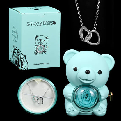 Eternal Rose Bear W/ Engraved Necklace