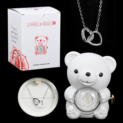 Eternal Rose Bear W/ Engraved Necklace