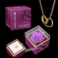 Purple Eternal Rose+Gold Engraved Necklace