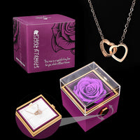 Purple Eternal Rose+Rose Gold Engraved Necklace