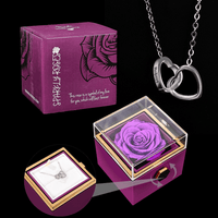Purple Eternal Rose+Silver Engraved Necklace