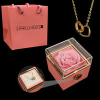 Pink Eternal Rose+Gold Engraved Necklace