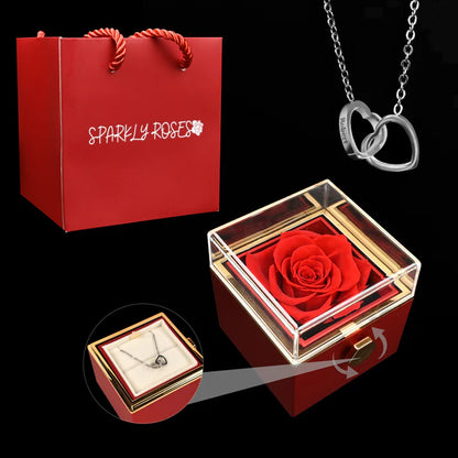 Eternal Rose Box With Engraved Necklace